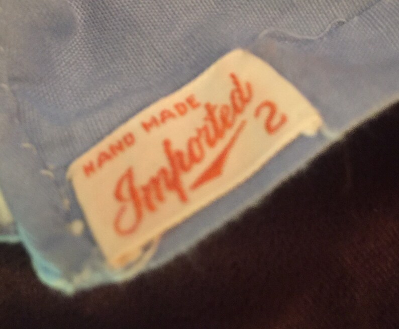 Handmade Size 2 1930s Blue Cotton RomperOnesie with Lace Collar