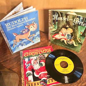Little Golden Books for Christmas - Vintage- The Night Before Christmas - Rudolph The Red-Nosed Reindeer Shines Again - Hansel and Gretel