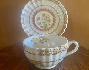 Copeland SPODE "BUTTERCUP" Tea Cup & Saucer Set: Vintage English Earthenware Replacement (5 sets available) Vintage circa 1930s England