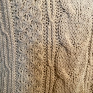 Aran Irish Fisherman&#39;s Sweater 100% Natural Wool -  Gender Neutral -  Classic Timeless Medium to Large