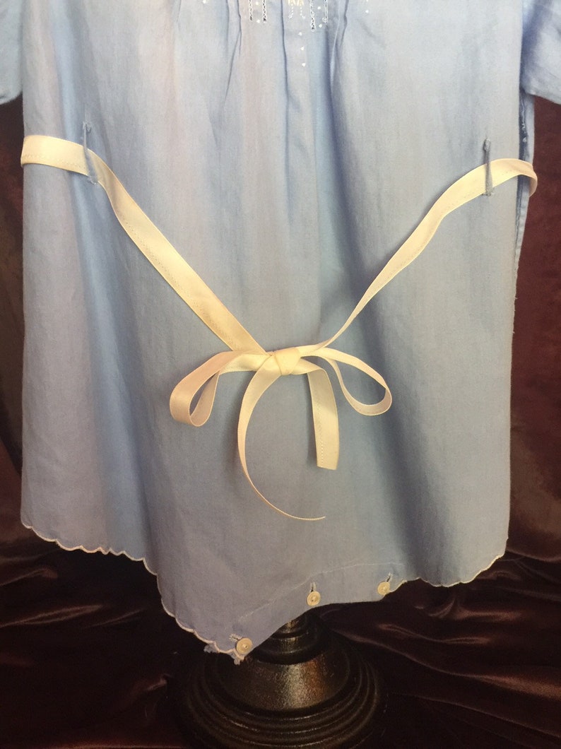 Handmade Size 2 1930s Blue Cotton RomperOnesie with Lace Collar