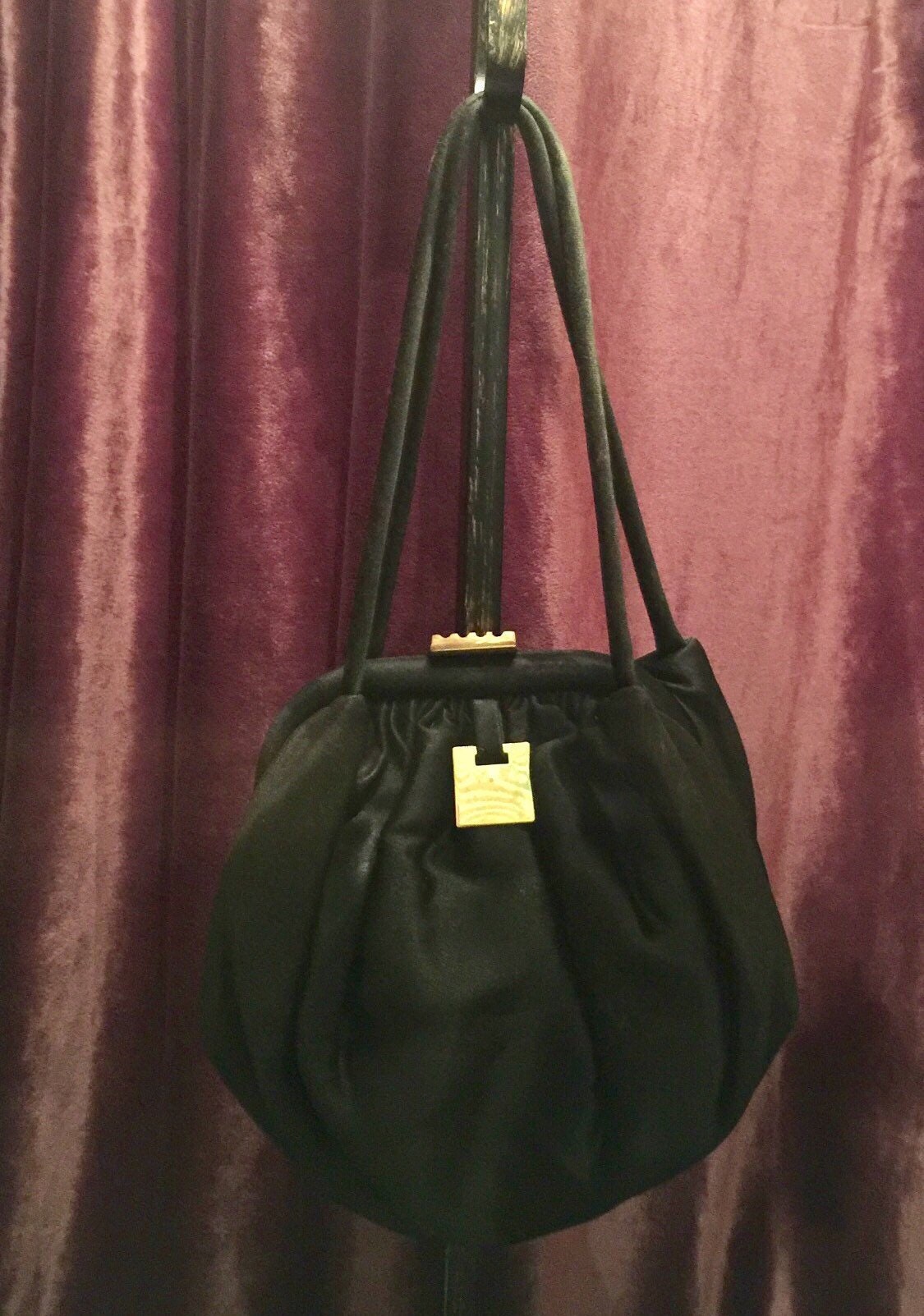 Satin Evening Bag Double Top Handle Includes Matching Coin 
