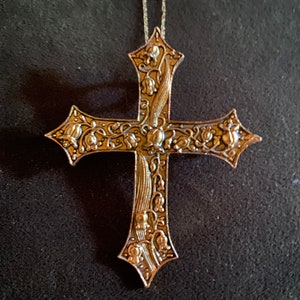 Italian Renaissance Cross Brooch or Necklace Pendant Gold Metal-  Quality-  Designer Look circa 1960s REDUCED