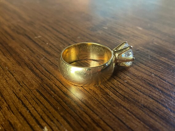Cubic Zicronia Solitaire Statement Ring Vintage S… - image 4