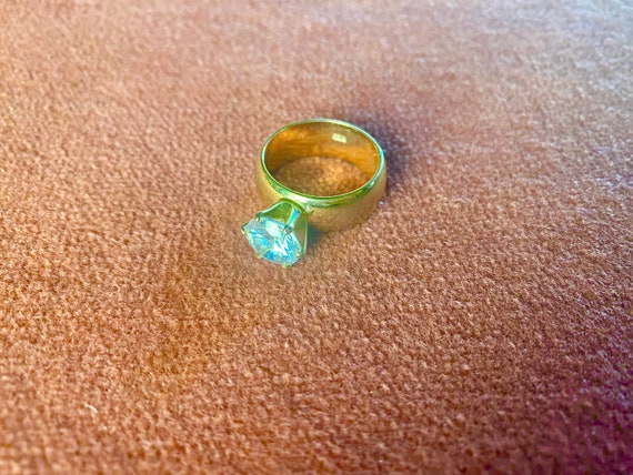 Cubic Zicronia Solitaire Statement Ring Vintage S… - image 3