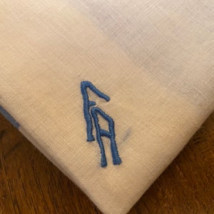 Lenço Monogramado com Letras Algodão Costurado à Mão - F A - década de 1950 REDUZIDO