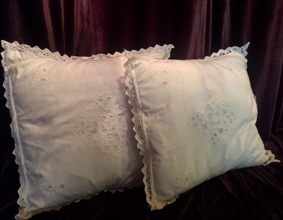 SALE Pair of New Large Square Cotton Cutwork Decorative Accent Pillows REDUCED Etsy Canada