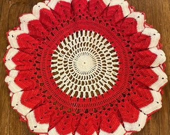 Vintage Hand Crocheted Fluted Doily circa 1940s