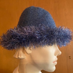 Boiled Wool Hat Custom Made Artisan Fringe Hat Size Small circa 1980s REDUCED