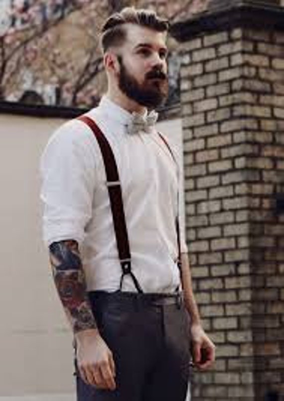 Maroon Trouser Braces Y-shape Back Suspenders TRAFALGAR Circa