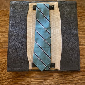 Antique Necktie and Travel Case - Antique  Leather Case  early 1900s & Vintage Silk Necktie circa 1940s