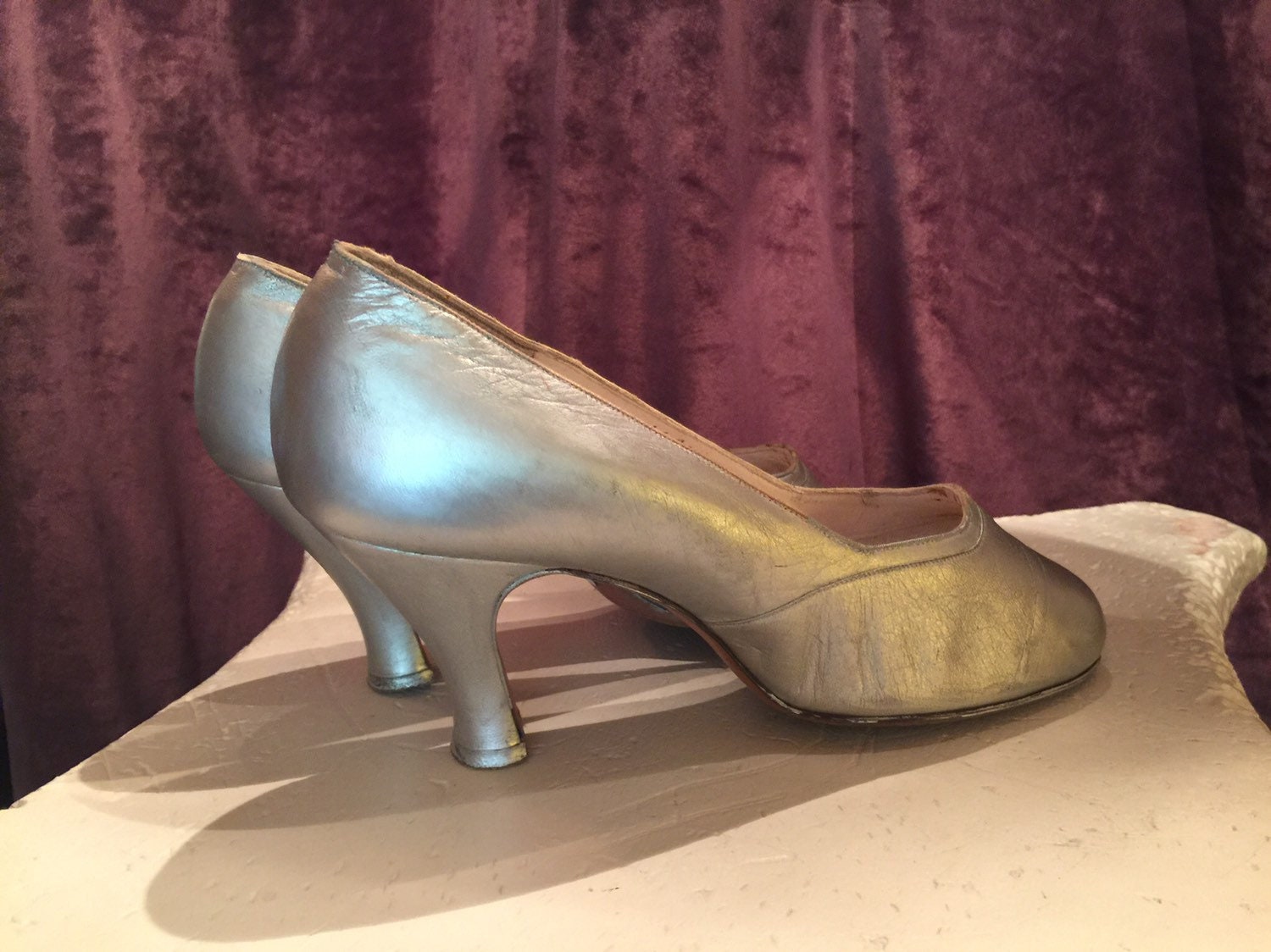 silver leather pumps uk