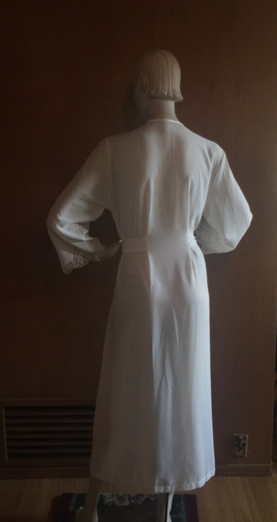 Ivory Chiffon Evening Robe - Lace trim open sleev… - image 2