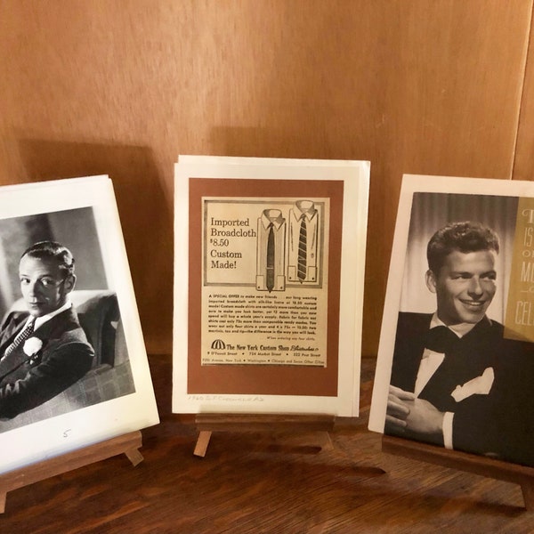 3 Piece 1960s Vignette Black & White Photographs Fred Astaire Frank Sinatra Vintage Advertisement from San Francisco Chronicle