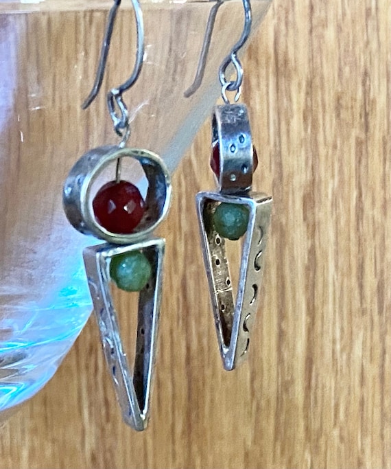 Modernist Earrings Sterling Silver Vintage Beads A