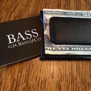 レザー マネークリップ ID/クレジットカードホルダー ミニマリスト 未使用 新品 オリジナルパッケージ BASS G.H. BASS & Co. 1980年代頃