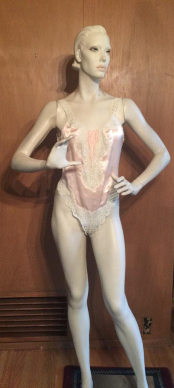 Blush, Pale Rose Satin Lace Teddy ~ Circa: 1970s S