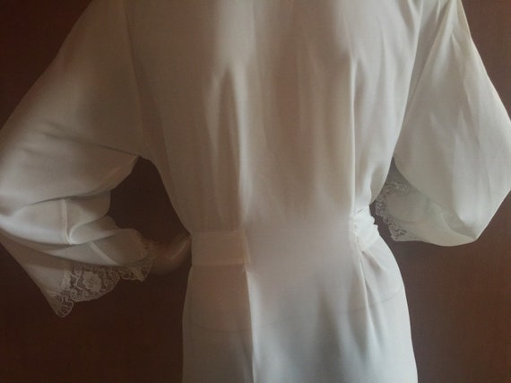 Ivory Chiffon Evening Robe - Lace trim open sleev… - image 6