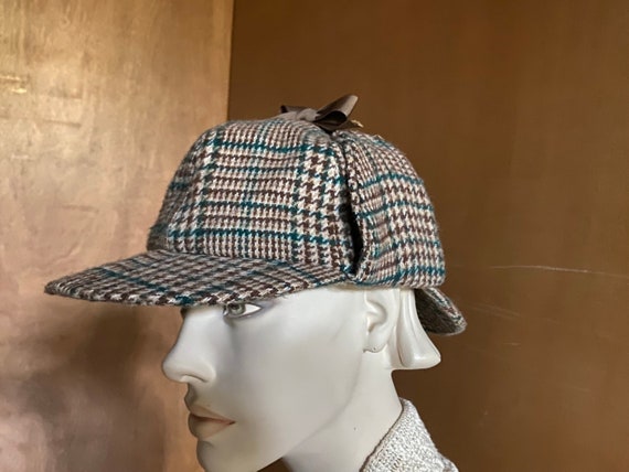Wool Tartan Plaid Tweed Deerstalker Hat 