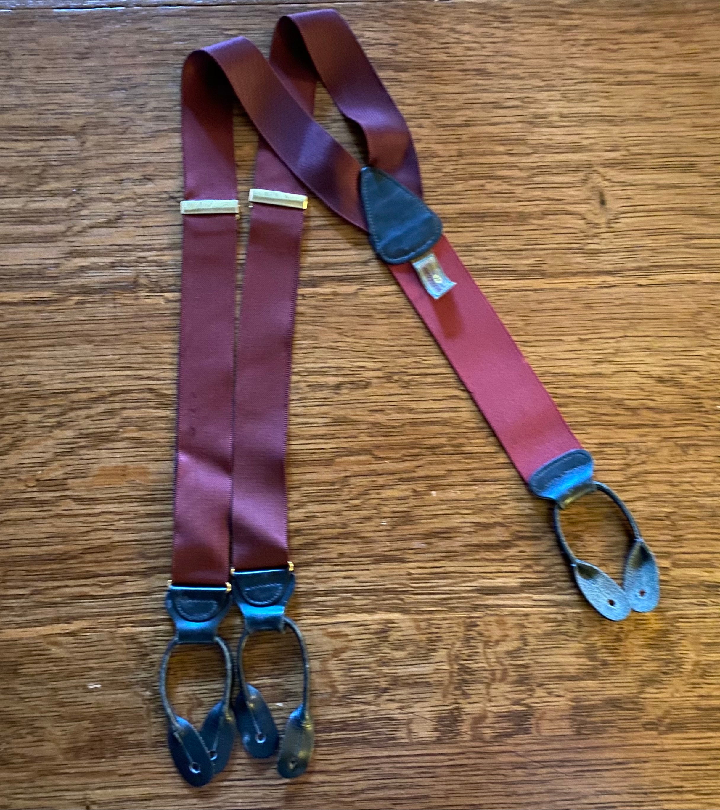 Maroon Trouser Braces Y-shape Back Suspenders TRAFALGAR Circa 1970s -   Canada