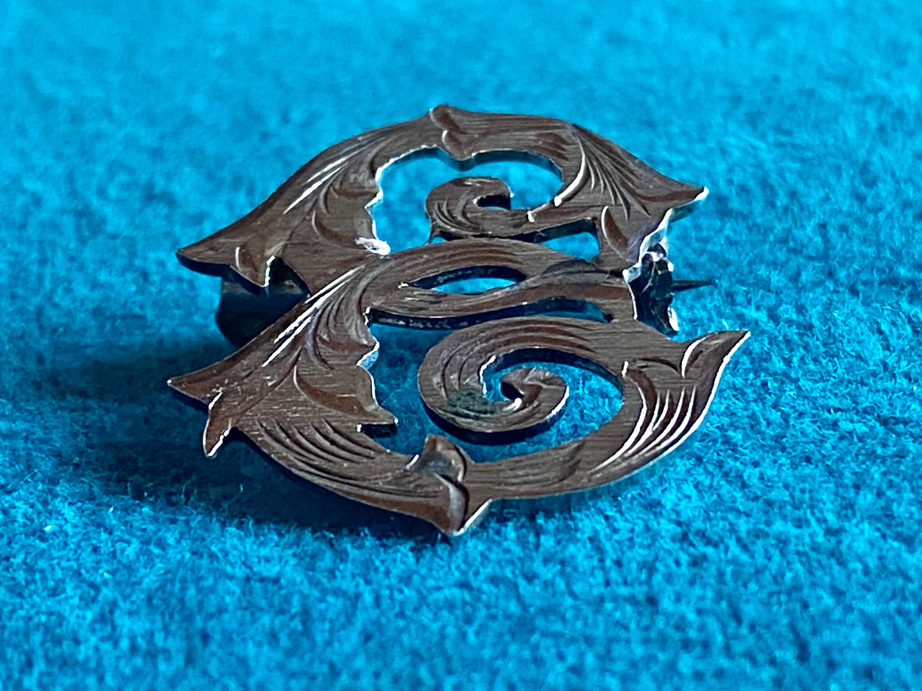 Broche Ancienne En Argent Massif 925 Art Nouveau - Motif Feuillages Années 1930