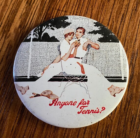 Miniature Compact Mirror - "Anyone for Tennis?" circa 1970s
