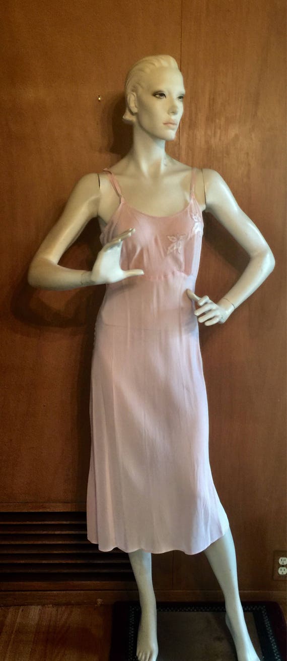 Pale Rose 1950’s Negligee Nightgown Slip Dress Med