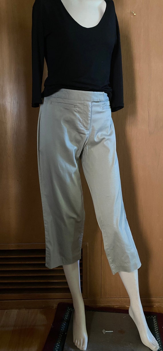 Cotton Khaki Crop Pants Flat Waist Closure Simply Vera Wang Size 8