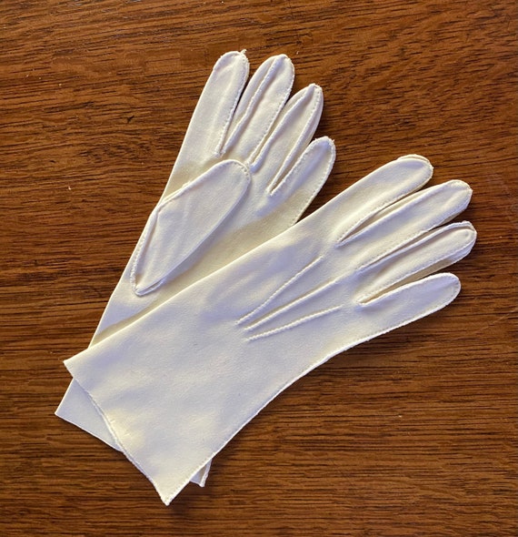 Double Woven Cotton Gloves Above Wrist circa 1950s - image 1