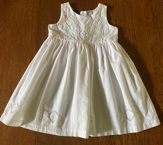 Little Girls White Cotton Sleeveless Dress Rugged… - image 1