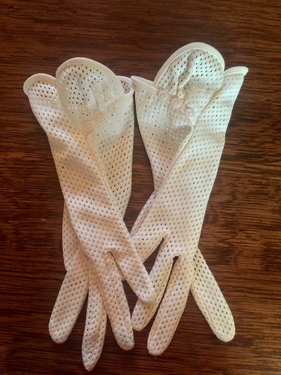 1950s Wrist Gloves Nylon White Size Small - Never… - image 2