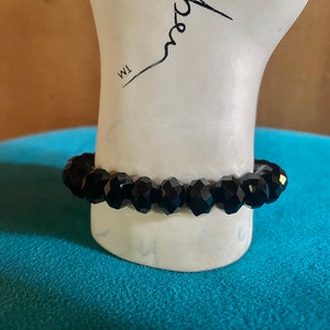 Vintage Black Crystal Glass Bracelet circa 1940s