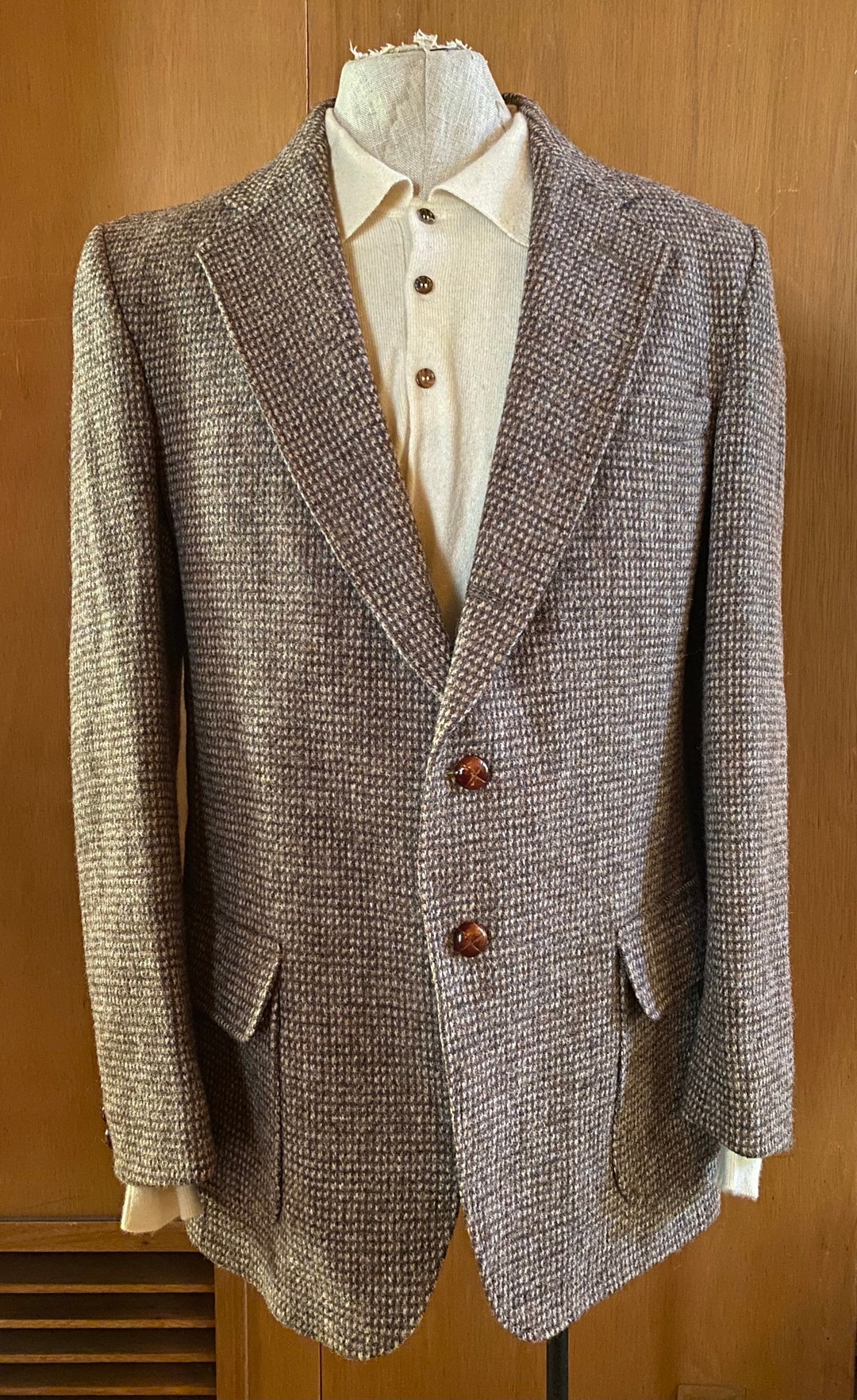 Pink and Grey Tweed Edge to Edge Jacket with Striped Silk Lining Chanel