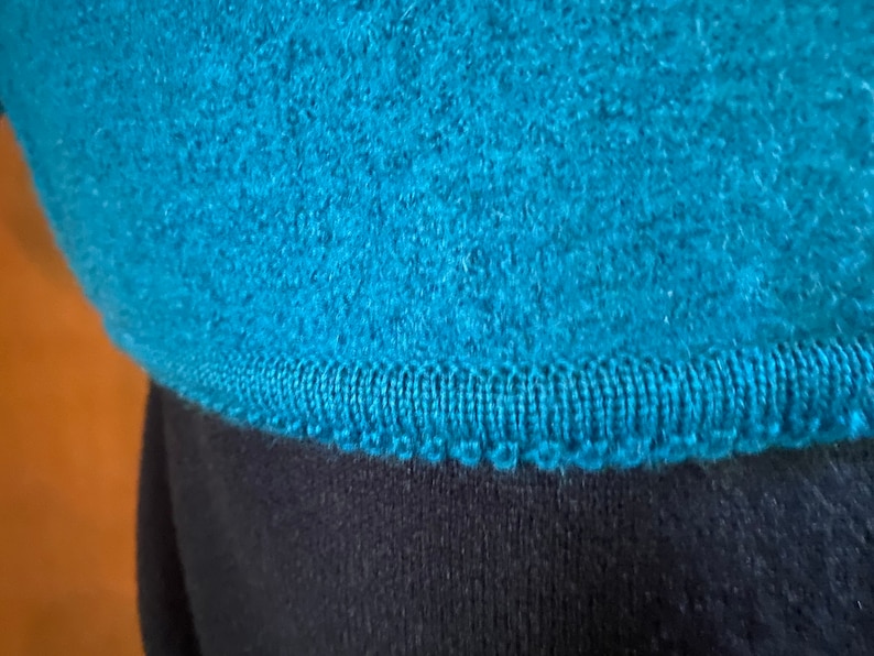 SALE Teal Turquoise Boiled Wool Sweater Jacket Embroidered Flowers