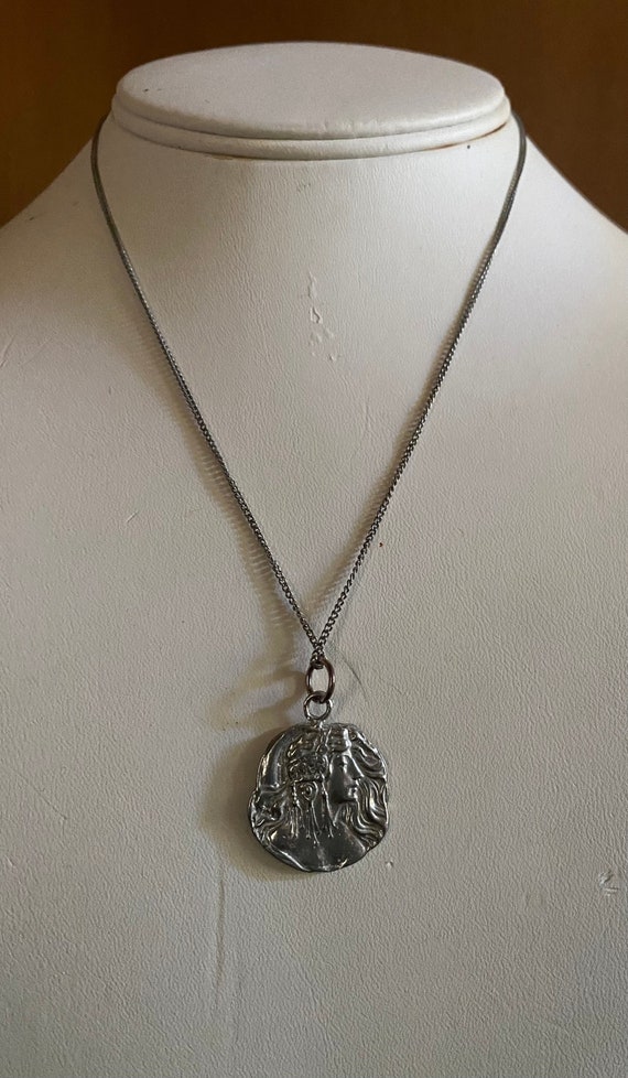 Art Nouveau Pendant or Charm Silver Metal Lovely M