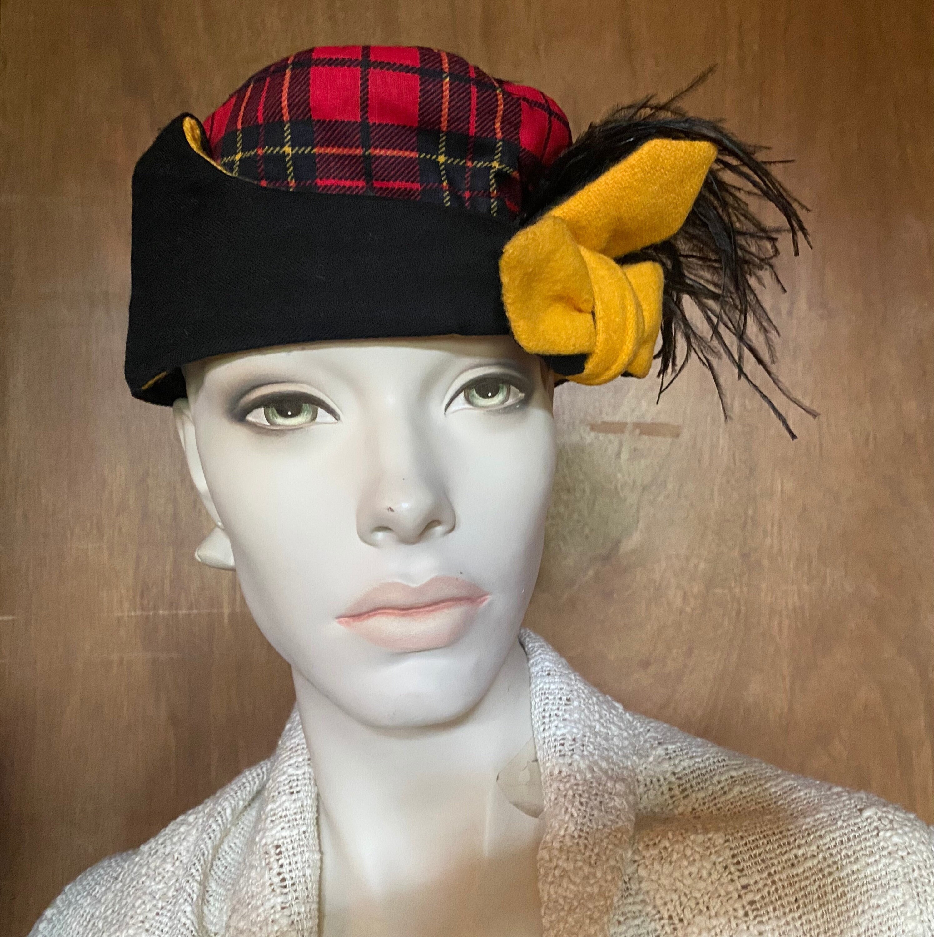 Antique 1960’s Dress Stewart Scotland Tartan Multicolor Wool Cap luxurious Hat The Royal Stewart Tartan Wool Newsboy Cap by FunkyBrims main image 2
