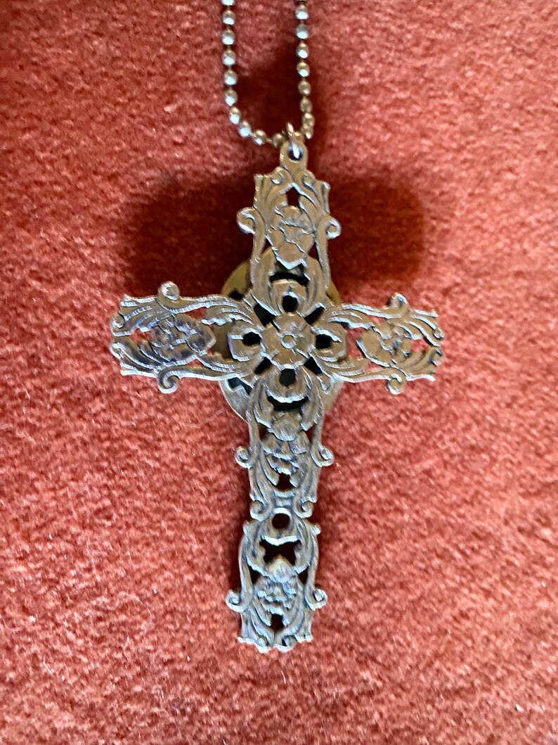 Large Celtic Cross Genuine Stone Snowflake Obsidian Stone Beautifully Engraved Statement Piece Amulet Protection image 5