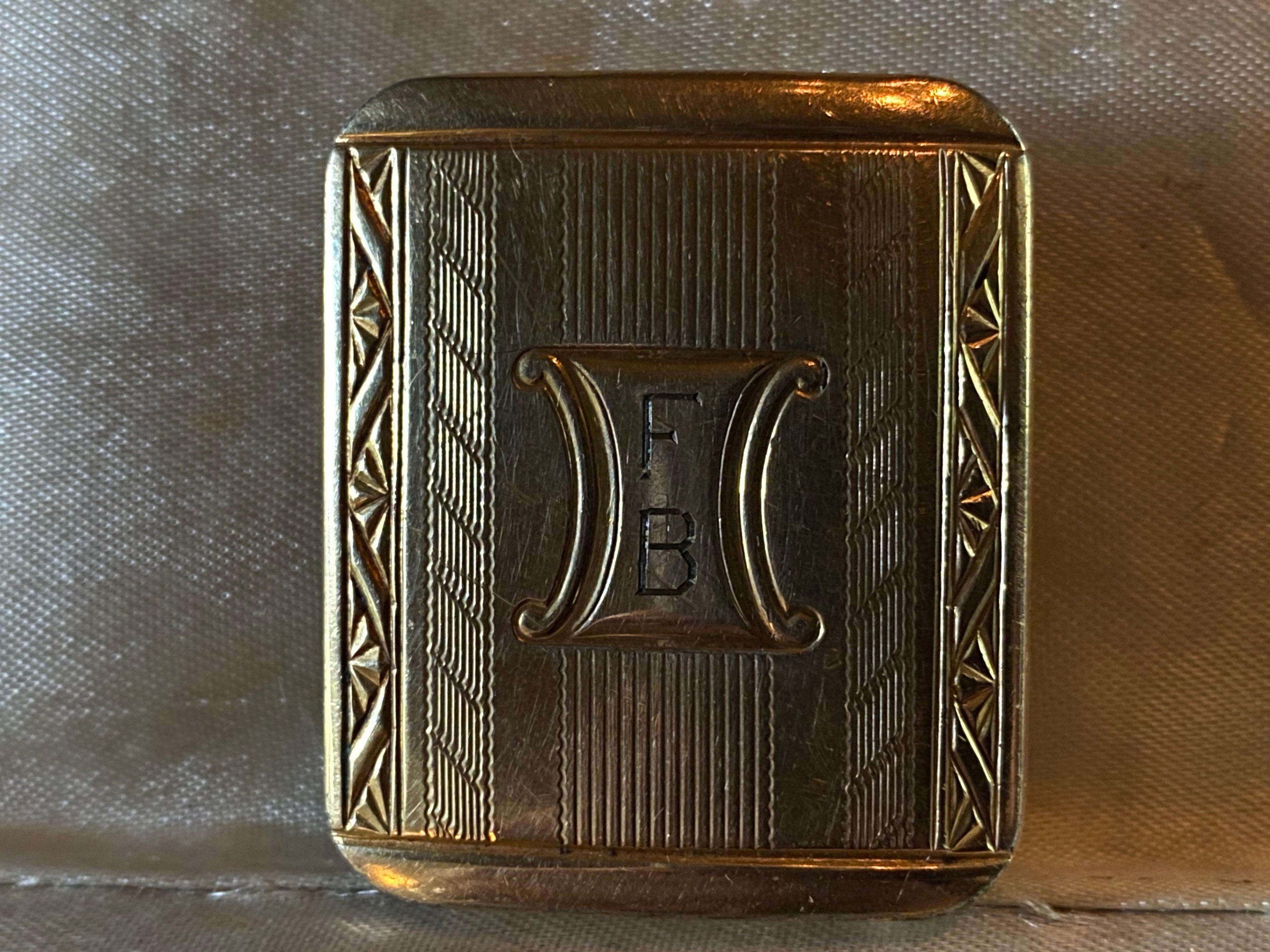 Pince à Cravate Vintage Art Déco - Barre Cloutée Dorée - Homme - État Neuf