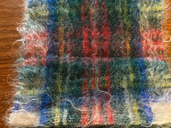 Vintage Mohair Scarf Plaid Wool circa 1950s REDUC… - image 4