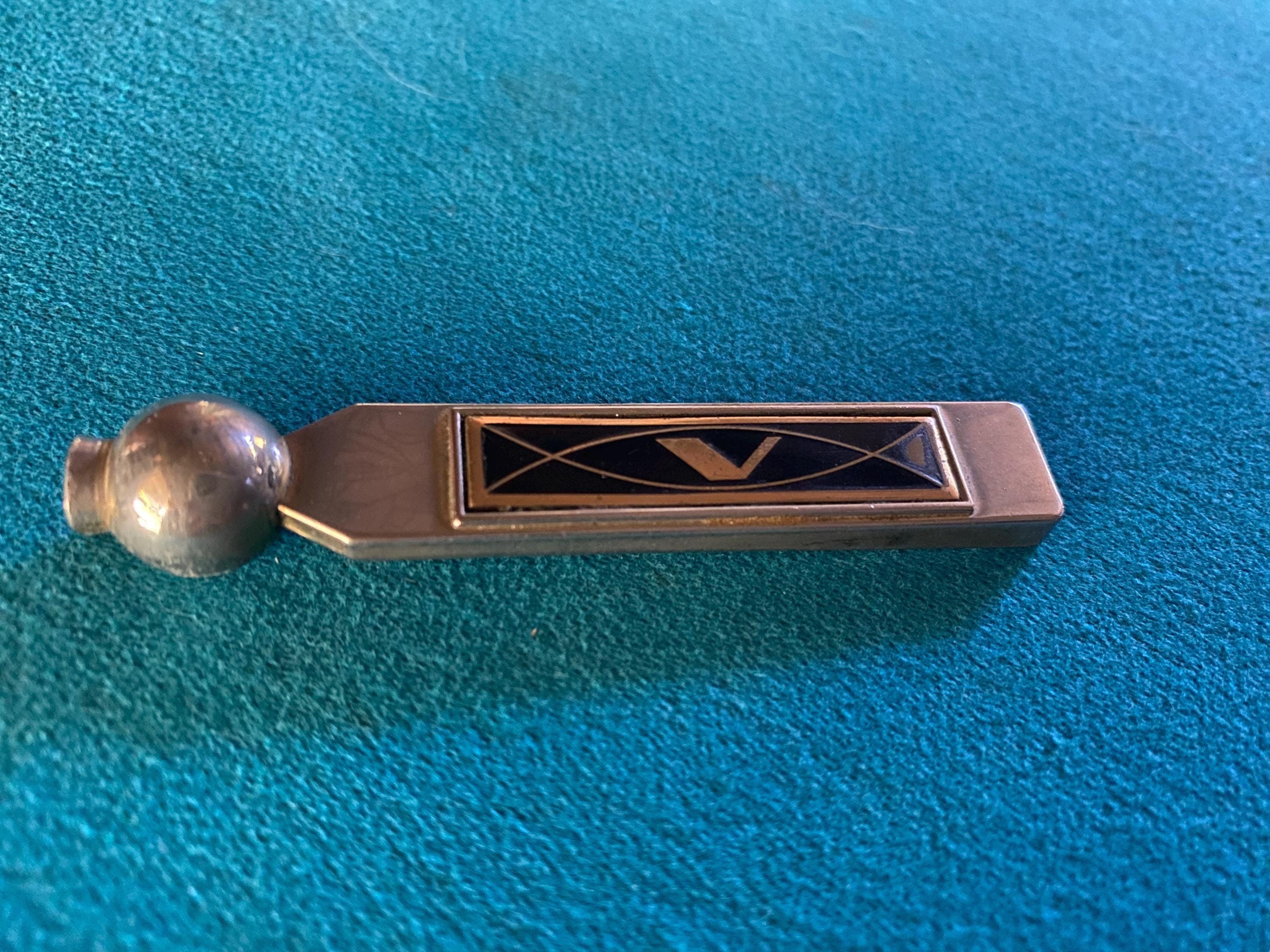 Art Deco Silver Rotary Phone Dialer With Enamel 'V' & Vintage