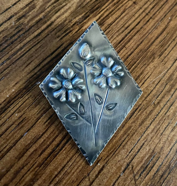 Sterling Silver Brooch Pin Artisan Handmade Sprin… - image 1