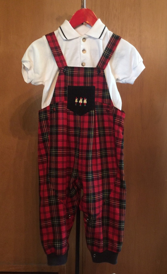 Infant Toddler 2-Piece Little Boys Plaid Bib Overa