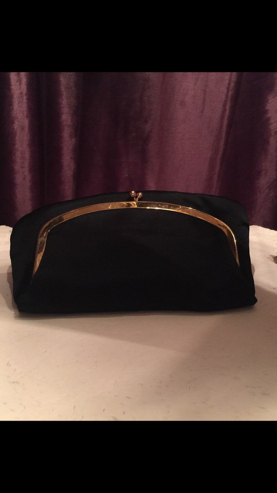Black Satin Fold Over Clutch Evening Bag and Match