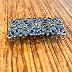 Antique Buckle - Fabric Sash Buckle- Scarf Holder Pewter Color Metal Filigree circa 1900s