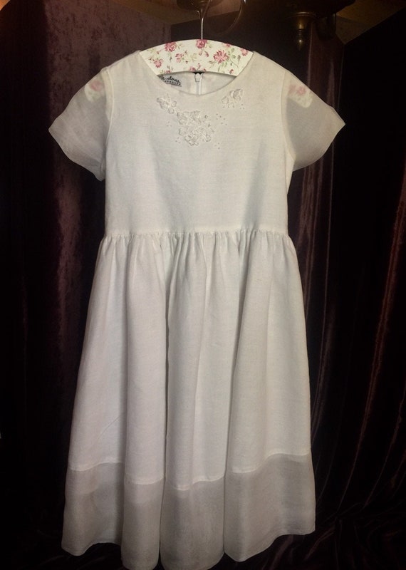 Reduced SALE Linen, Cotton and Silk White Dress - 