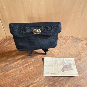 Bolso de mano o de noche pequeño color negro CORDE, década de 1940, estilo vintage