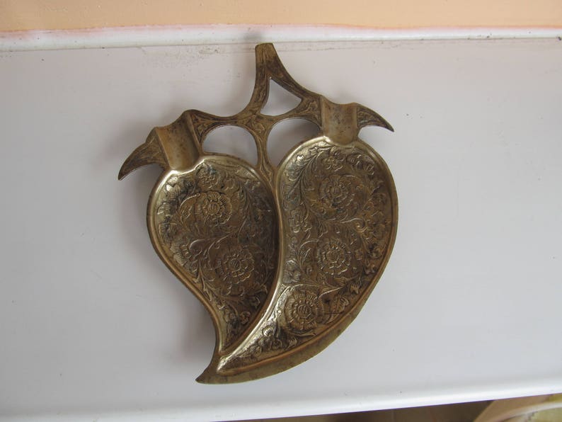 Vintage Brass Leaf Ashtray
