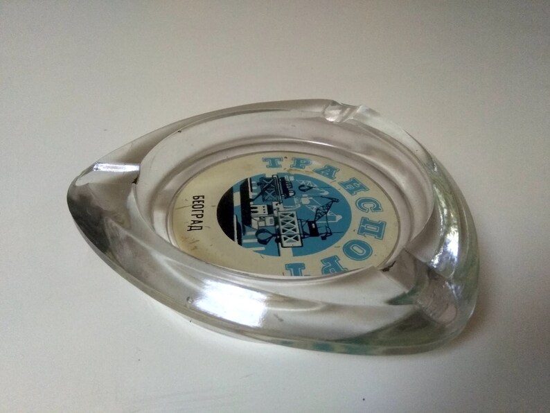 Large Industrial Glass Ashtray / Mid Century Glass Ashtray Etsy