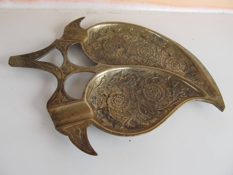 Vintage Brass Leaf Ashtray