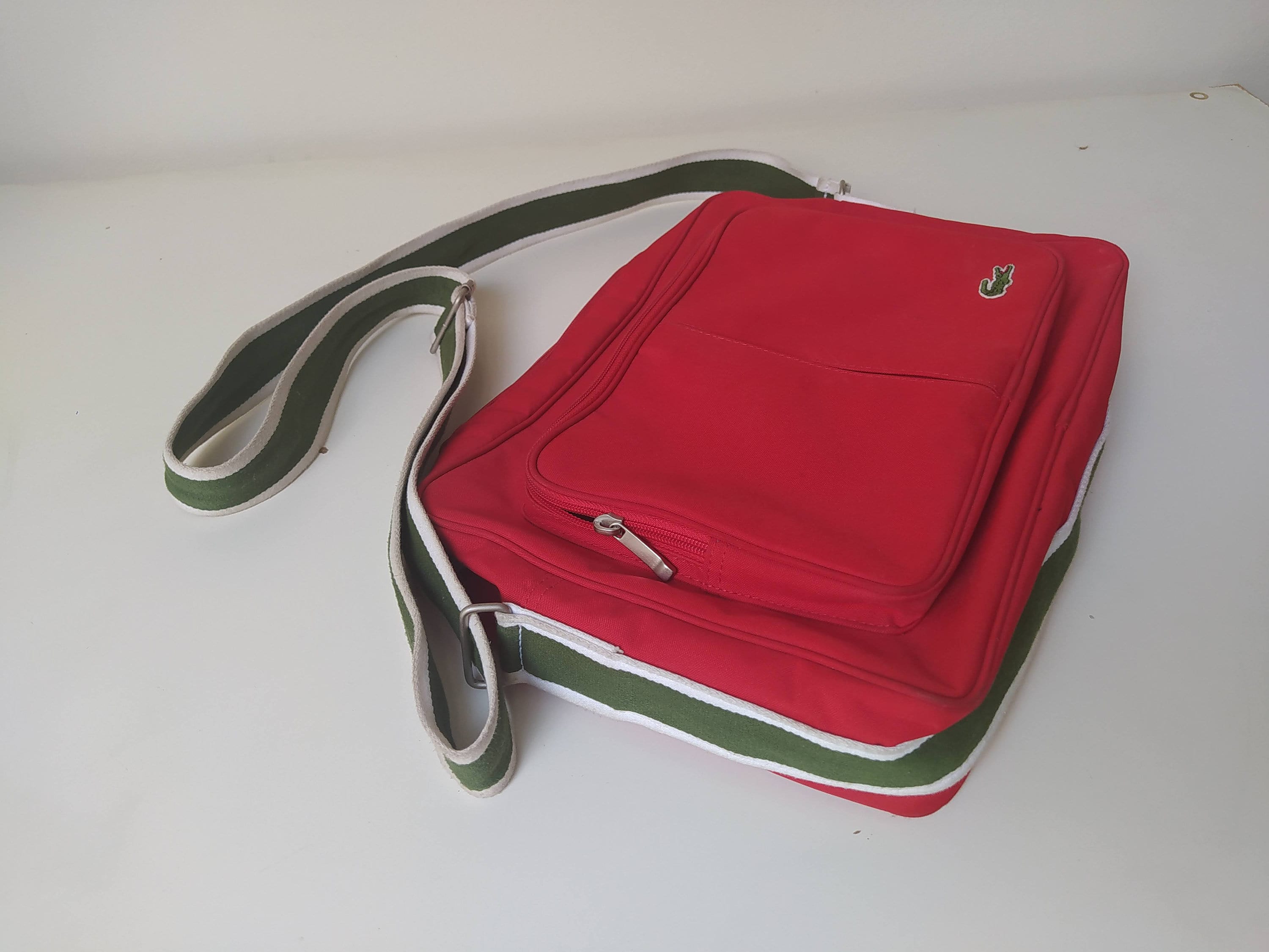 Authentic Vintage Lacoste Messenger Bag Shoulder Bag, Red